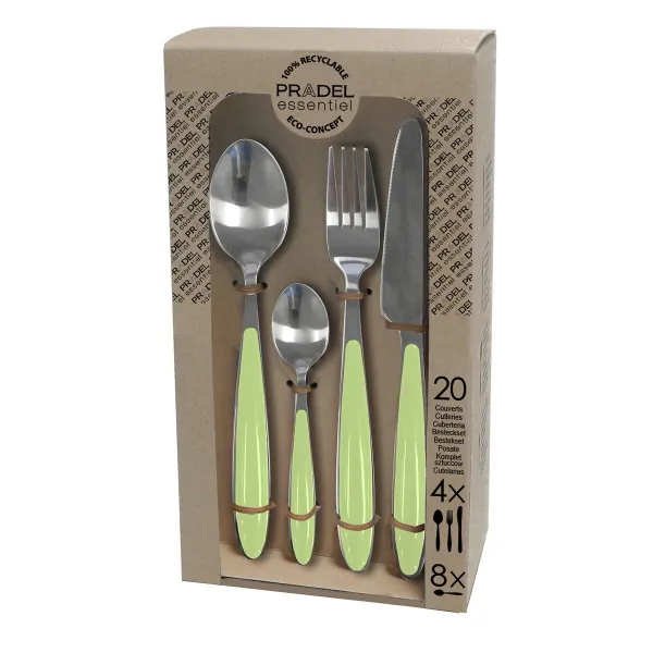 Cutlery Pradel essentiel Colorfull Green Metal 20 Pieces