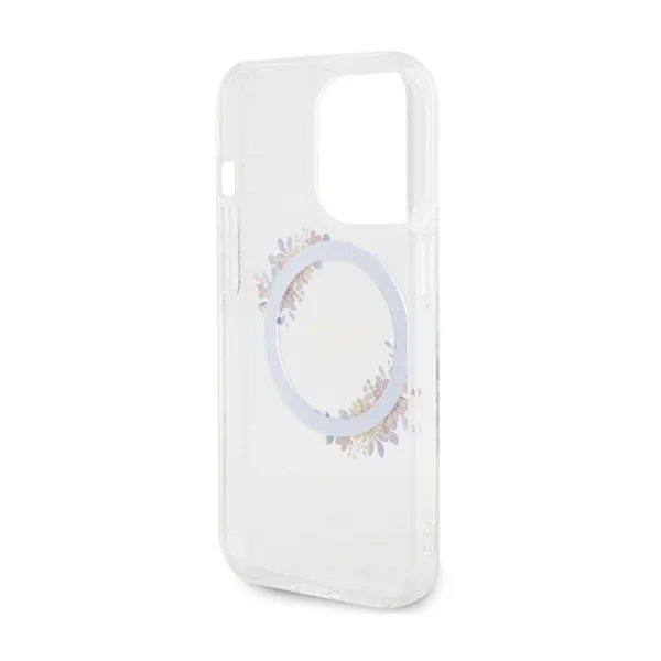 Guess IML Flowers Wreath MagSafe - Case iPhone 15 Pro (Clear)