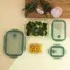 Set of lunch boxes Quid Minimal Green Glass 330 ml 800 ml 1,8 L 3 Pieces