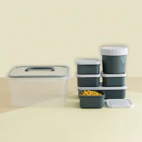 Set of Stackable Hermetically-sealed Kitchen Containers Quid Minimal 7 Pieces