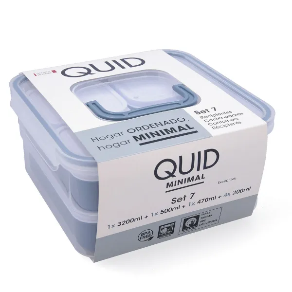 Set of Stackable Hermetically-sealed Kitchen Containers Quid Minimal 7 Pieces