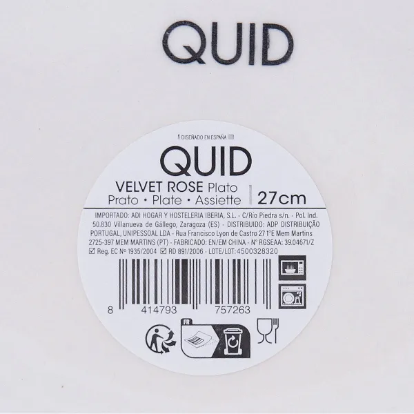 Plakans trauks Quid Velvet Rozā Keramika Ø 27 cm (12 gb.)