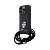 Karl Lagerfeld Crossbody Saffiano Metal Pin Karl & Choupette - Case for iPhone 15 Pro (Black)