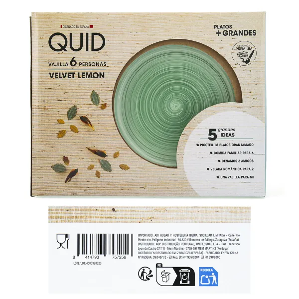 Tableware Quid Velvet Green Ceramic 18 Pieces