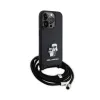Karl Lagerfeld Crossbody Saffiano Metal Pin Karl & Choupette - Case for iPhone 15 Pro (Black)