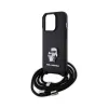 Karl Lagerfeld Crossbody Saffiano Metal Pin Karl & Choupette - Case for iPhone 15 Pro (Black)