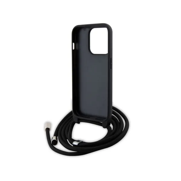 Karl Lagerfeld Crossbody Saffiano Metal Pin Karl & Choupette - Case for iPhone 15 Pro (Black)
