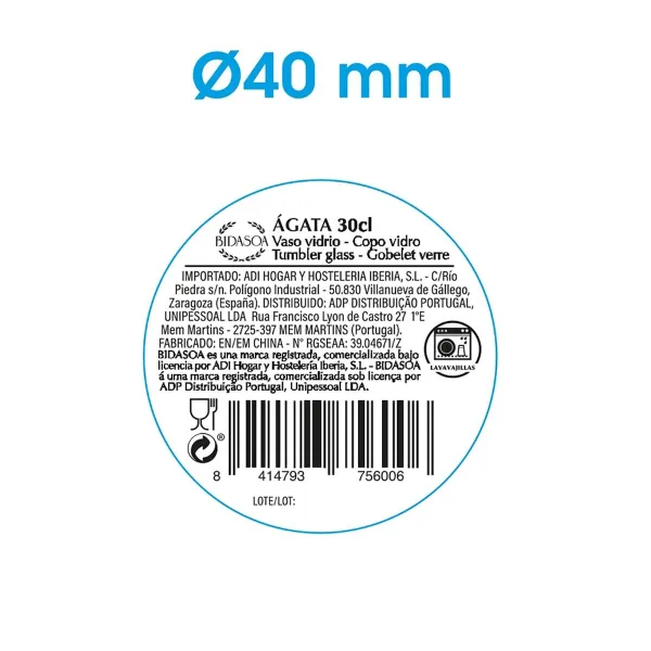 Stikls Bidasoa Agata Rozā Stikls 300 ml (6 gb.)