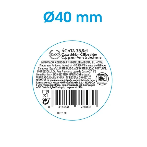 Vīnaglāze Bidasoa Agata Rozā Stikls 285 ml (6 gb.)
