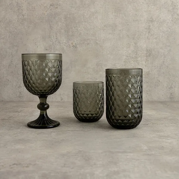 Wineglass Bidasoa Elite Grey Glass 350 ml (6 Units)