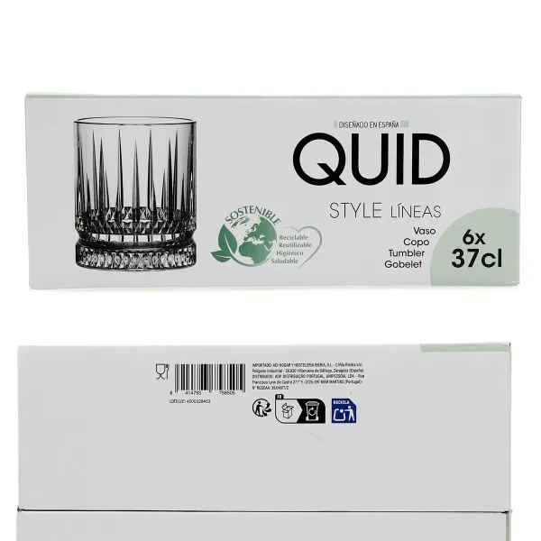Стакан Quid Style Прозрачный Cтекло Лучи 370 ml (6 штук)