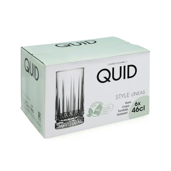 Glass Quid Style Transparent Glass Stripes 460 ml (6 Units)