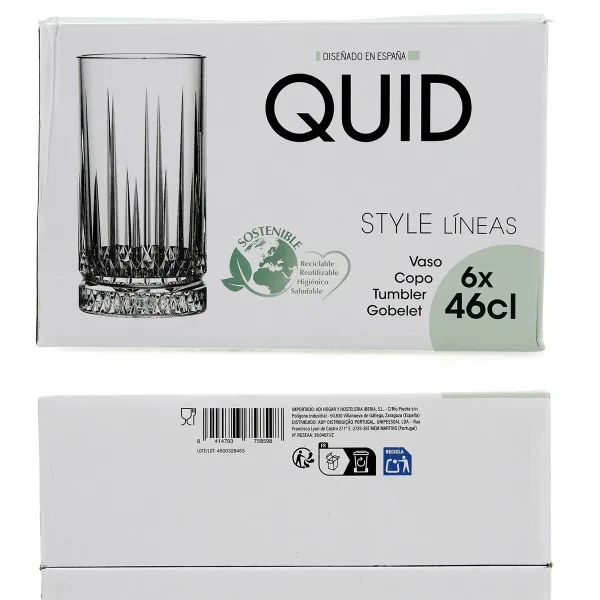 Lasi Quid Style Läpinäkyvä Lasi Raidat 460 ml (6 osaa)