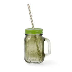 Purkki Kannella ja Pillillä Quid Maison Vihreä Lasi 450 ml (12 osaa)
