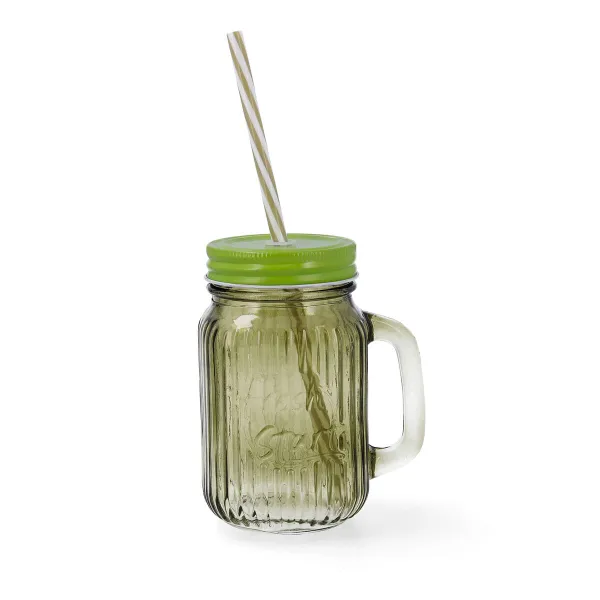 Кружка с Крышкой и Соломинкой Quid Maison Зеленый Cтекло 450 ml (12 штук)