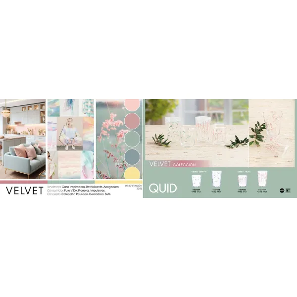 Glass for water Quid Velvet Green Glass 400 ml (12 Units)
