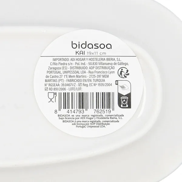 Užkandžių dėklas Bidasoa Kai Hydrozero Balta 19 x 11 cm (6 vnt.)