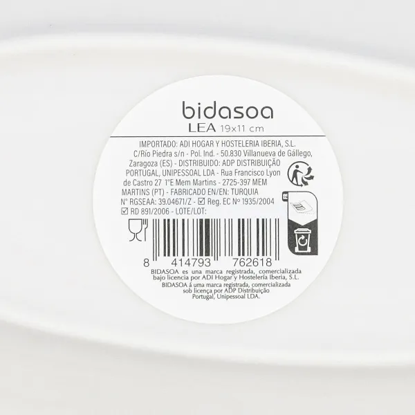 Snack tray Bidasoa Lea Hydrozero White 19 x 11 cm (6 Units)