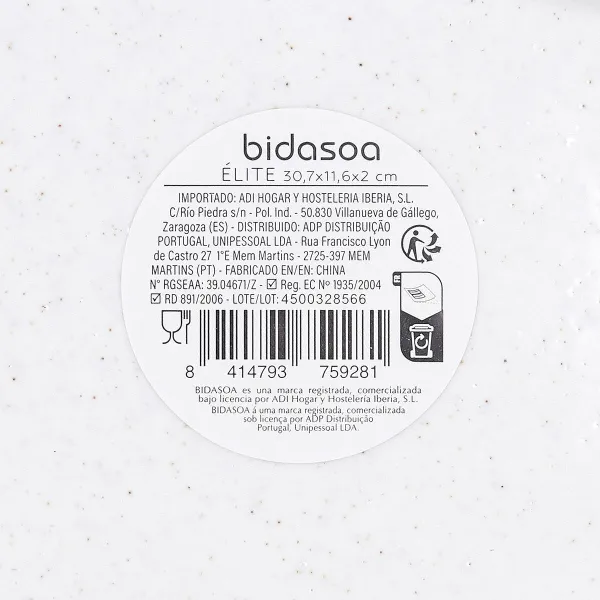 Užkandžių dėklas Bidasoa Elite Balta 30,7 x 11,6 x 2 cm (12 vnt.)