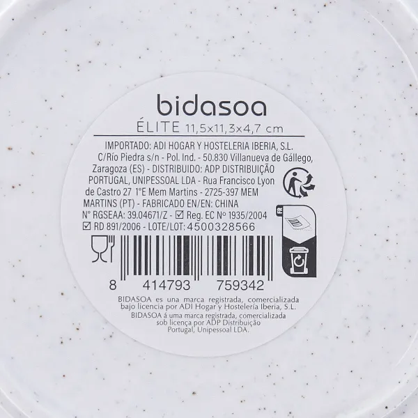 Snack Kulho Bidasoa Elite Valkoinen Keraminen 11,5 x 11,3 x 4,7 cm (8 osaa)