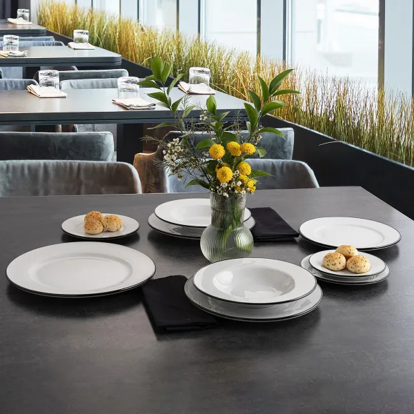 Litteä Lautanen Bidasoa Glacial Filo Valkoinen Keraminen Ø 30 cm (12 osaa)