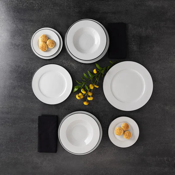 Deep Plate Bidasoa Glacial Filo White Ceramic Ø 23,5 cm (24 Units)