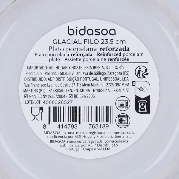 Dziļais šķīvis Bidasoa Glacial Filo Balts Keramika Ø 23,5 cm (24 gb.)