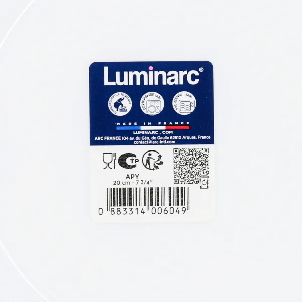 Deep Plate Luminarc Apy White Glass Ø 20 cm (12 Units)