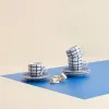 Cup with Plate Quid Kansas Blue Ceramic 90 ml (6 Units)