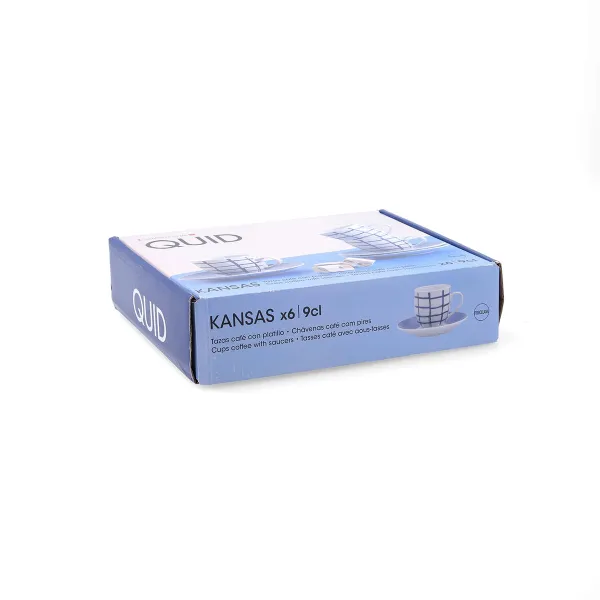 Puodelis su lėkšte Quid Kansas Mėlyna Keramikinis 90 ml (6 vnt.)