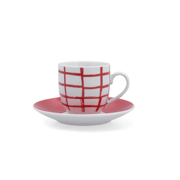 Чашка с тарелкой Quid Kansas Красный Керамика 90 ml (6 штук)