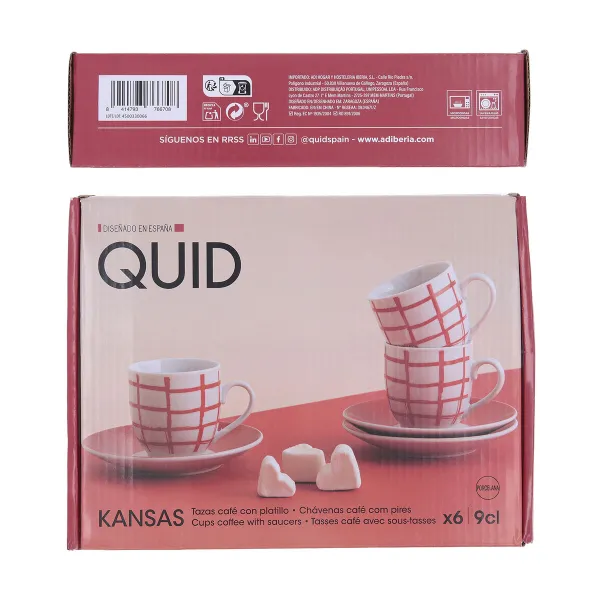 Чашка с тарелкой Quid Kansas Красный Керамика 90 ml (6 штук)