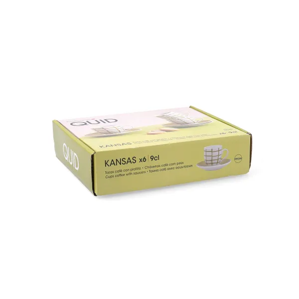 Tase ar šķīvi Quid Kansas Zaļš Keramika 90 ml (6 gb.)