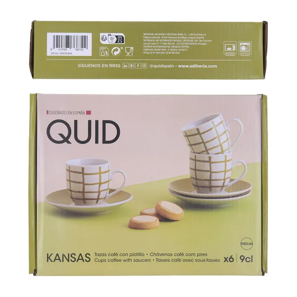 Чашка с тарелкой Quid Kansas Зеленый Керамика 90 ml (6 штук)
