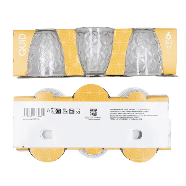 Стакан воды Quid Zoe Прозрачный Cтекло 260 ml (6 штук)