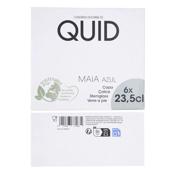 Lasi Quid Maia Sininen Lasi 235 ml (6 osaa)