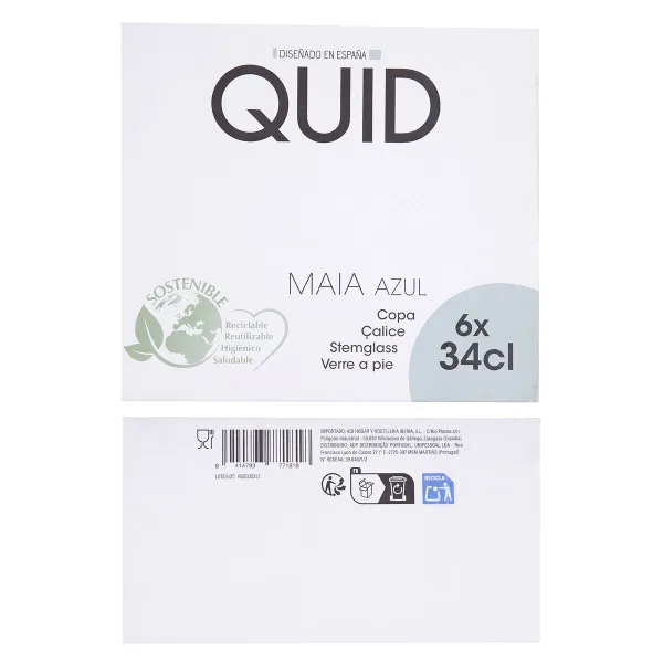 Стакан Quid Maia Синий Cтекло 340 ml (6 штук)