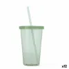 Puodelį su Šiaudeliu Quid Quidate Žalia Plastmasinis 475 ml (12 vnt.)