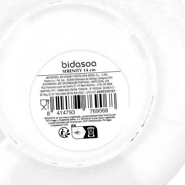 Plate Bidasoa Serenity Hydrozero White Ceramic Ø 15 cm Coffee (6 Units)