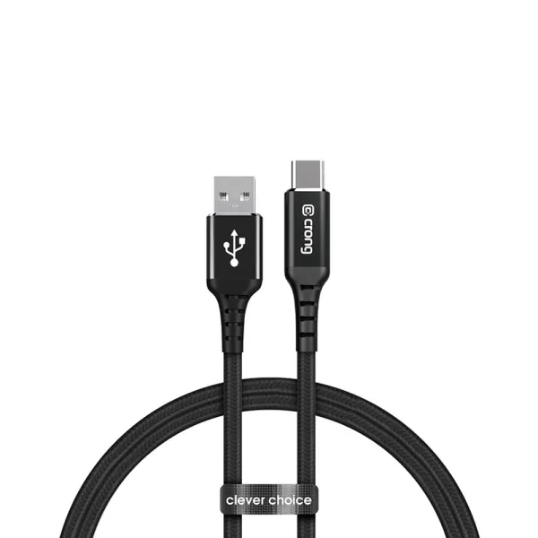 Crong Armor Link - 60W PD 3A USB-A to USB-C Cable 150cm (Black)