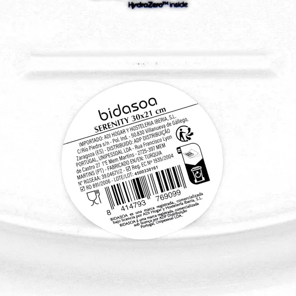 Snack tray Bidasoa Serenity Hydrozero White Ø 30 cm (6 Units)