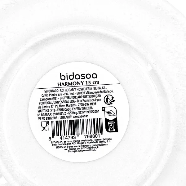 Litteä Lautanen Bidasoa Harmony Hydrozero Valkoinen Keraminen Ø 15 cm (6 osaa)