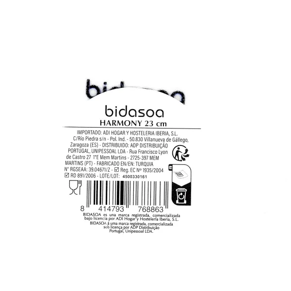 Dziļais šķīvis Bidasoa Harmony Hydrozero Balts Keramika Ø 23 cm (6 gb.)