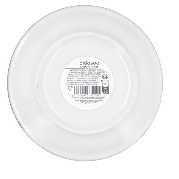 Plate Bidasoa Orion Hydrozero White Ceramic Ø 15 cm Bread (6 Units)