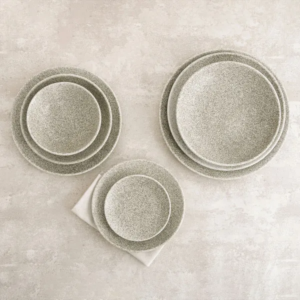 Litteä Lautanen Bidasoa Element Hydrozero Beige Keraminen Ø 25 cm (6 osaa)