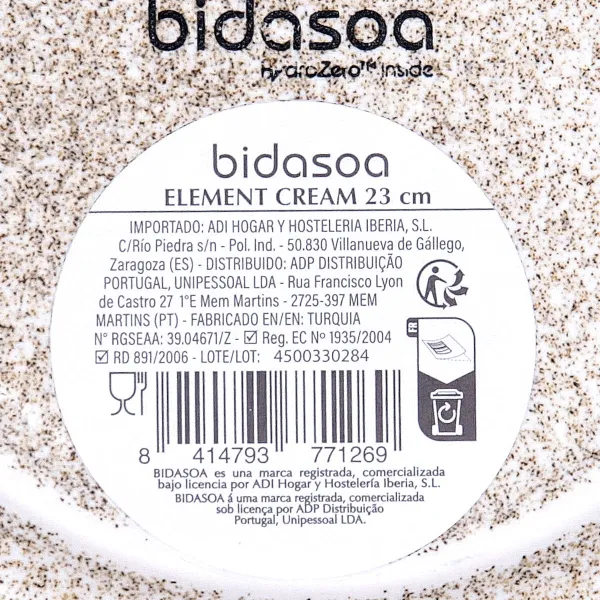 Deep Plate Bidasoa Element Hydrozero Beige Ceramic Ø 23 cm (6 Units)