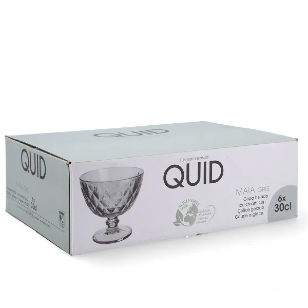 Чашка для мороженого и смузи Quid Maia Серый Cтекло 300 ml (6 штук)