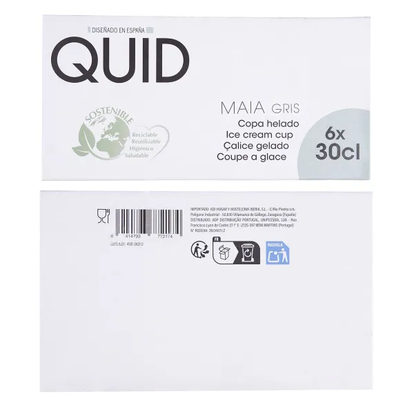 Чашка для мороженого и смузи Quid Maia Серый Cтекло 300 ml (6 штук)