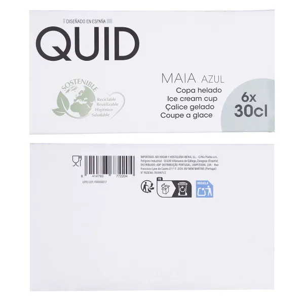 Чашка для мороженого и смузи Quid Maia Синий Cтекло 300 ml (6 штук)