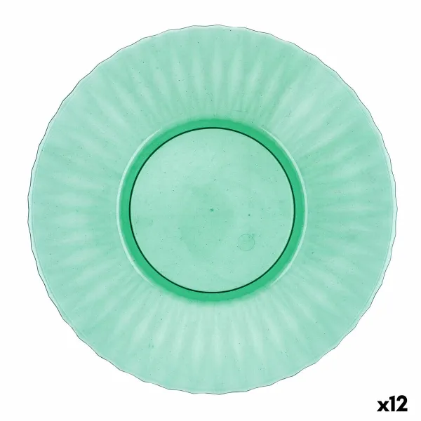 Плоская тарелка Quid Iris Зеленый Пластик Ø 26 cm (12 штук)